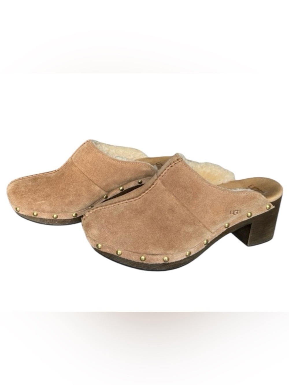 UGG Kassi women’s 7 tan suede leather lined clogs
